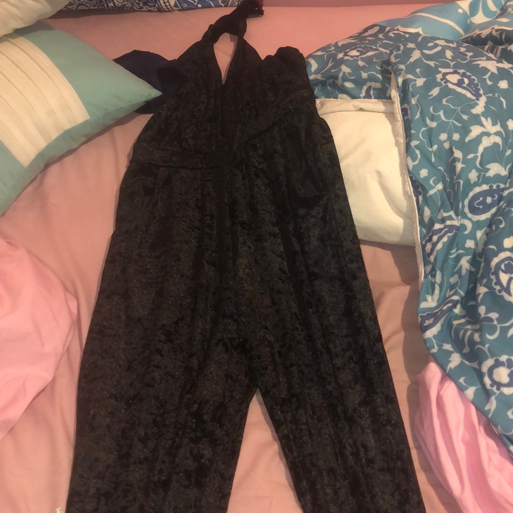 black straight leg jumpsuit